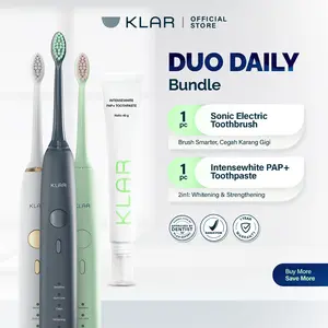 KLAR DuoDaily Bright Bundle - Sonic Electric Toothrush & IntenseWhite PAP+ Toothpaste untuk Memutihkan Gigi Secara Alami 4 Minggu