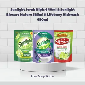 [Free Dishwashing Bottle] Bundle Sabun Cuci Piring Sunlight & Lifebuoy + Botol Refill