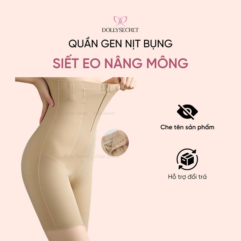 Quần Gen Bụng Siết Eo Nâng V3 DOLLY SECRET Dáng Đùi Chất Su Lạnh Có Khóa Kéo Và Mắc Cài Q10 Nữ