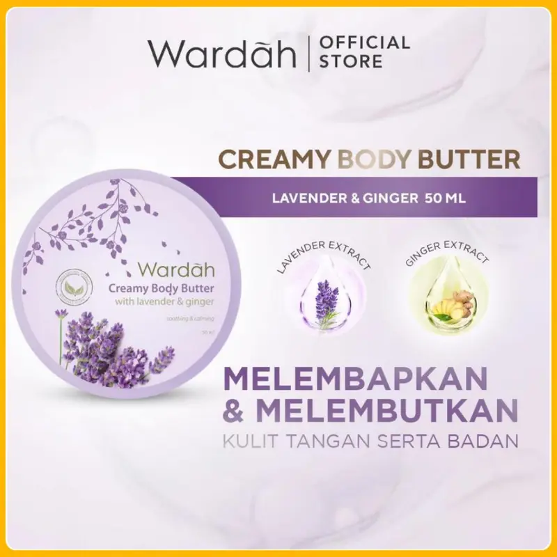WARDAH - CREAMY BODY BUTTER 50ML | olive rose LAVENDER & GINGER STRAWBERRY PASSION FRUIT Bunga Mawar Tubuh 5