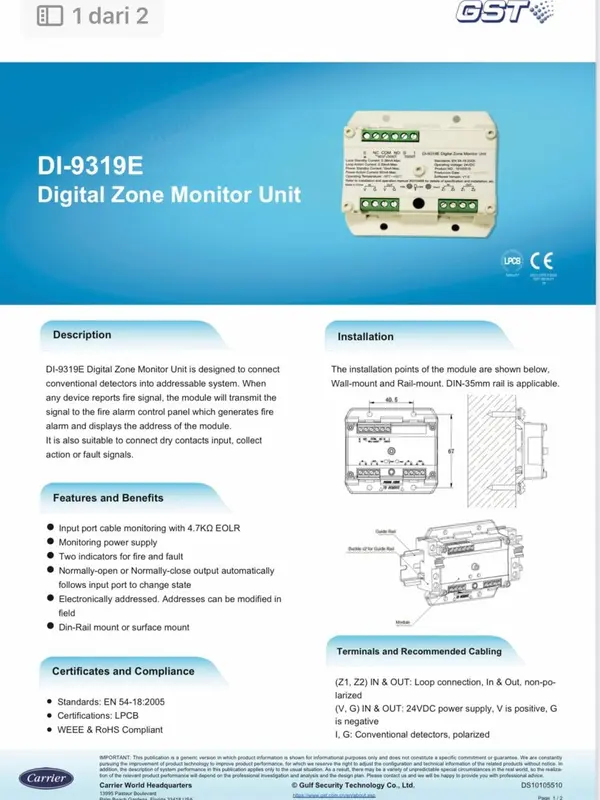 Addressable Zone Module Addressable Zone Module DI-9319E - Shop | Tokopedia