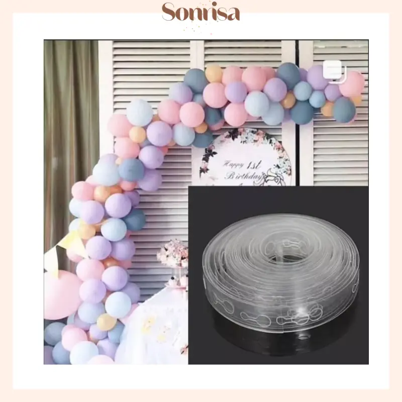 SONRISA - STRIP BALON ARCH GARLAND DEKORASI / STRIPE TAPE BALON DEKORASI 5 METER