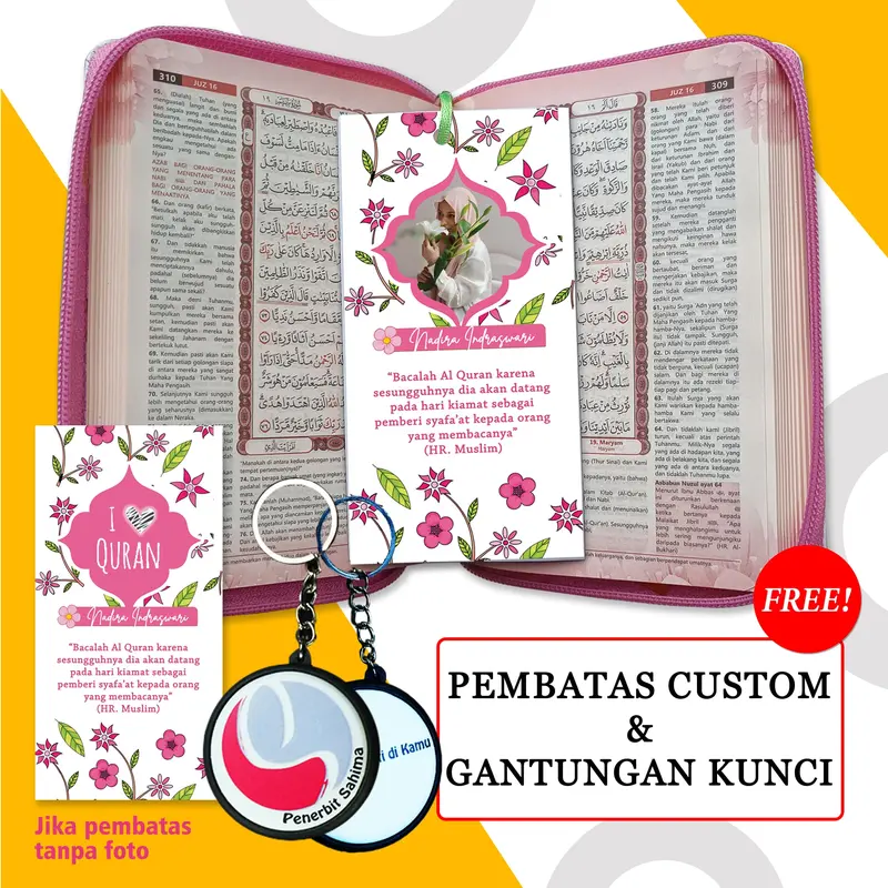 Al-Quran Custom Nama & Cover Terjemah Ukuran A6 Kaleb Resleting Bonus Pin Alquran 1