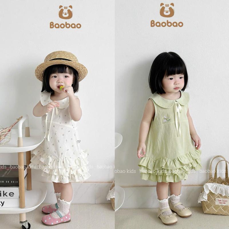 [BAOBAO] VÁY THIẾT KẾ CỐM HOA - ÁO KEM KIỂU CÁCH ĐIỆU - CV XANH XINH XẮN CHO BÉ GÁI -M515