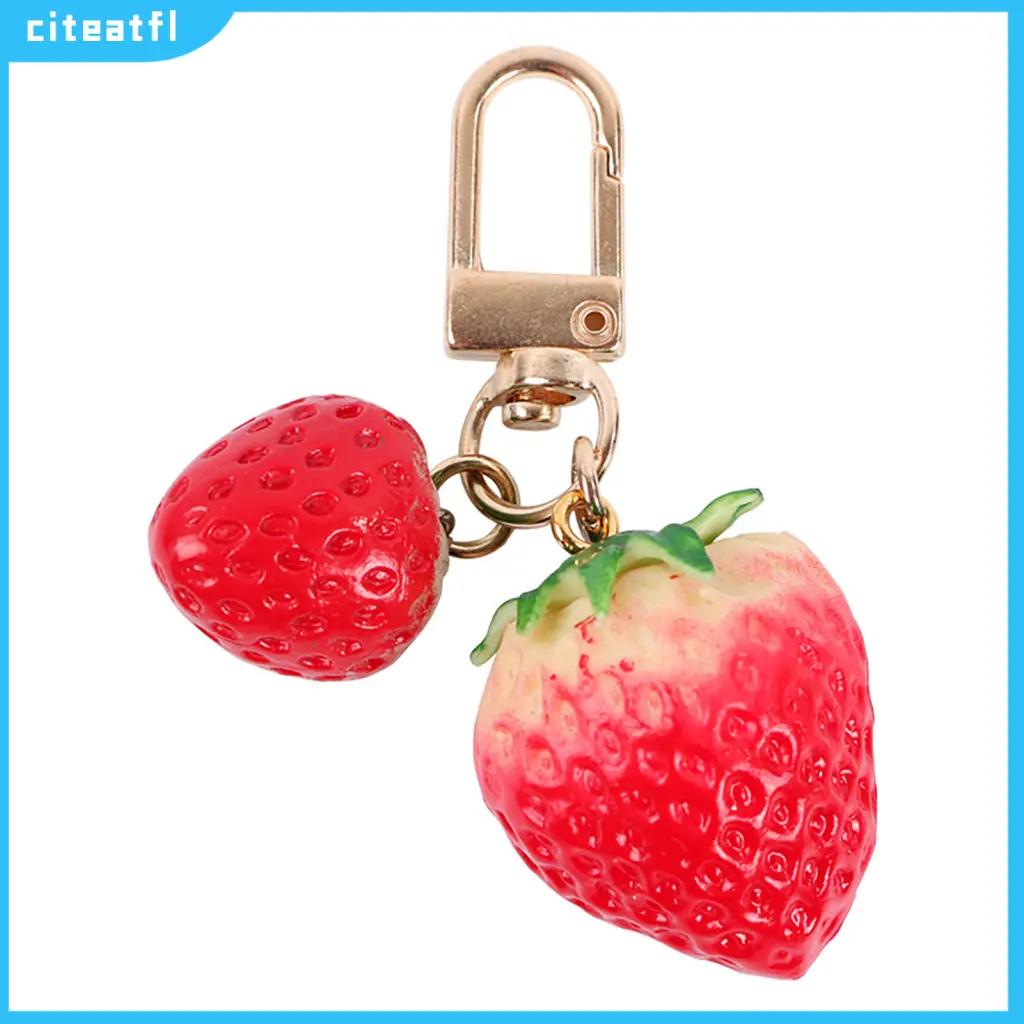 citeatfl Key Ring Lightweight Three-dimensional Backpack Pendant Anti-fall Love Heart 3D Strawberry Bell Key Chain Charm for Earphone Sleeve Non-fading
