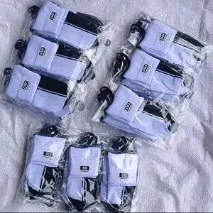 3 pasang kaos kaki anak sekolah SD SMP SMA model sport mata kaki putih telapak hitam computer tebal