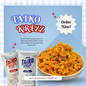 COD Taiko Krezz 500g/1000g, camilan/makanan kembung/ puffed, citarasa baik, renyah dan lezat, makanan puffed daribahan baku berkualitas, renyah dan tidakterlupakan