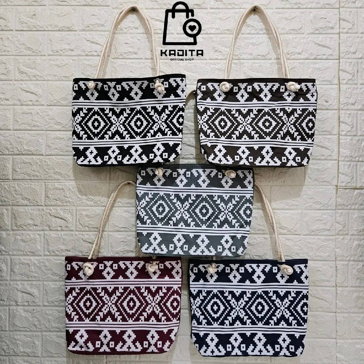 Kadita - Tas Wanita Tote Bag Motif Batik Celina Tali Sumbu Kekinian Terbaru Estetik Kanvas