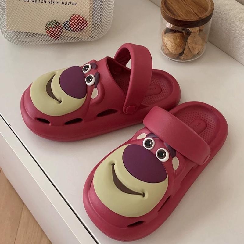 Sandal Lotso Beruang Stroberi Sandal Kartun Lucu Shoes Sendal Wanita Karet Cewek Cowok 3