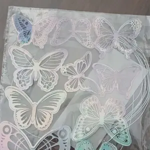 [1 SET ISI 10] KUPU PLASTIK PVC CUTTING SIAP PAKAI SUDAH TERMASUK TANGKAI DAN LEM HIASAN KUPU KUPU BUTTERFLY DIY FLORIST SCRAP HIASAN ULANG TAHUN CAKE TOPPER KUPU 3D HIASAN KUE ULTAH BIRTHDAY CAKE BAKERY DECORATION ORNAMEN