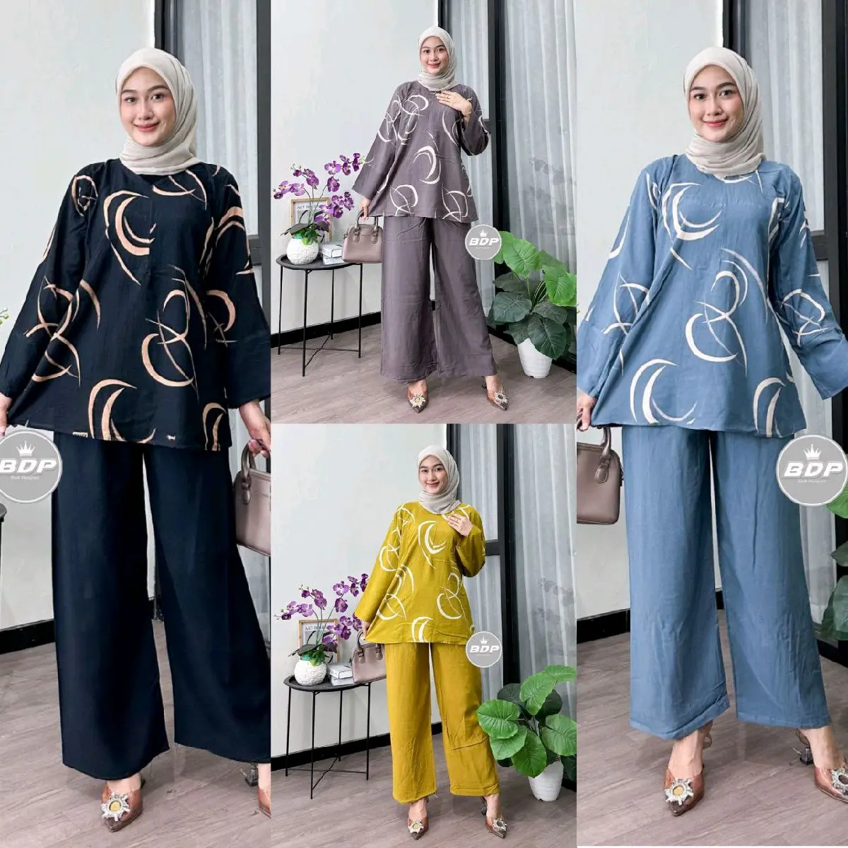Setelan Panjang Sagita Rayon - Ukuran Baju 110cm & Celana 100cm Wanita Dewasa