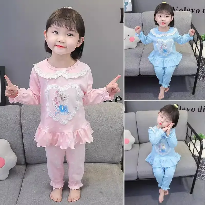 Girls' pajamas and nightgowns Princess Elsa's long-sleeved home clothes