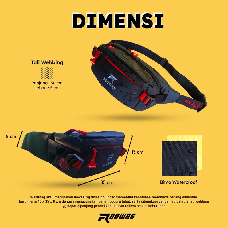 Tas Waistbag Pria Waterproof Premium Roowns Xtrail Pinggang 4
