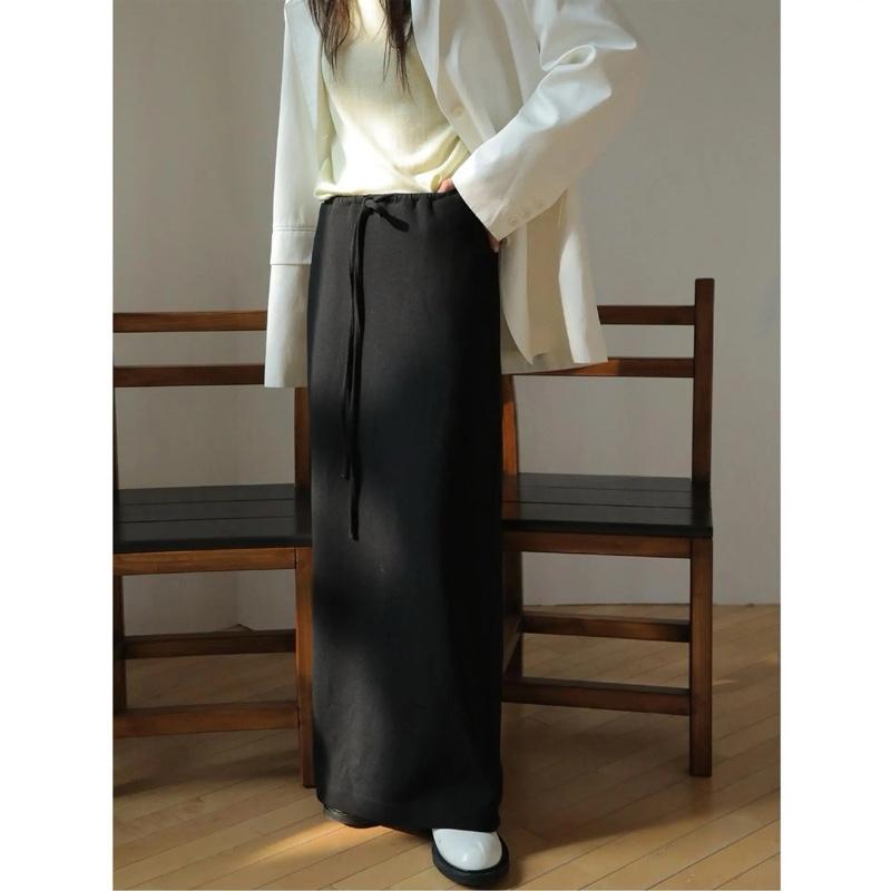 Chân váy cotton dáng dài có dây rút mềm mát hàng QCCC nữ women 3
