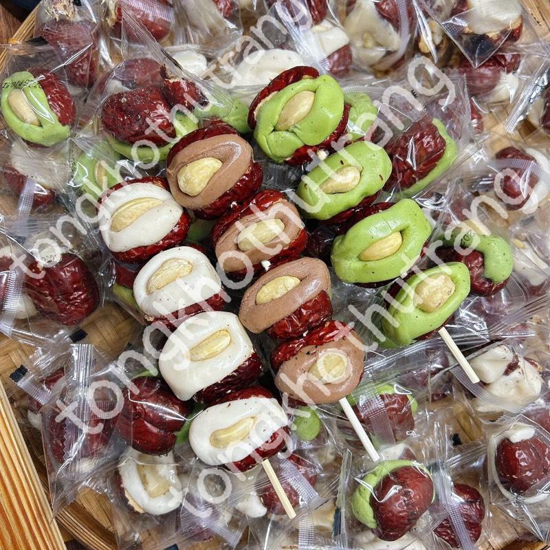  Kẹo táo kẹp sữa mix vị matcha socola nguyên vị - bao bì hàng công ty Snack Ăn Vặt Food Candy Viên Kẹo 