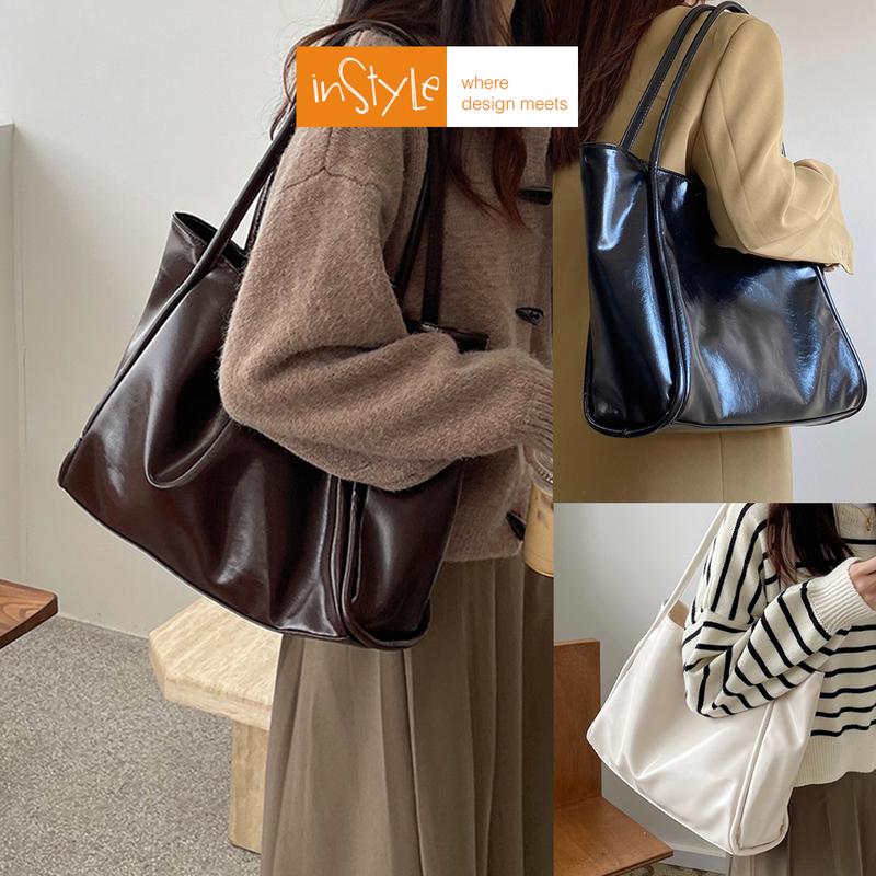 Tas Bahu Tote Bag Wanita Korean Style Shoulder Bag Size Besar (T2-042) Kulit PU 1