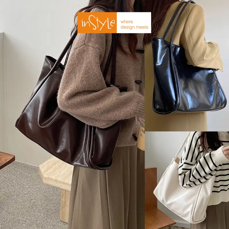 Tas Bahu Tote Bag Wanita Korean Style Shoulder Bag Size Besar (T2-042) Kulit PU 0
