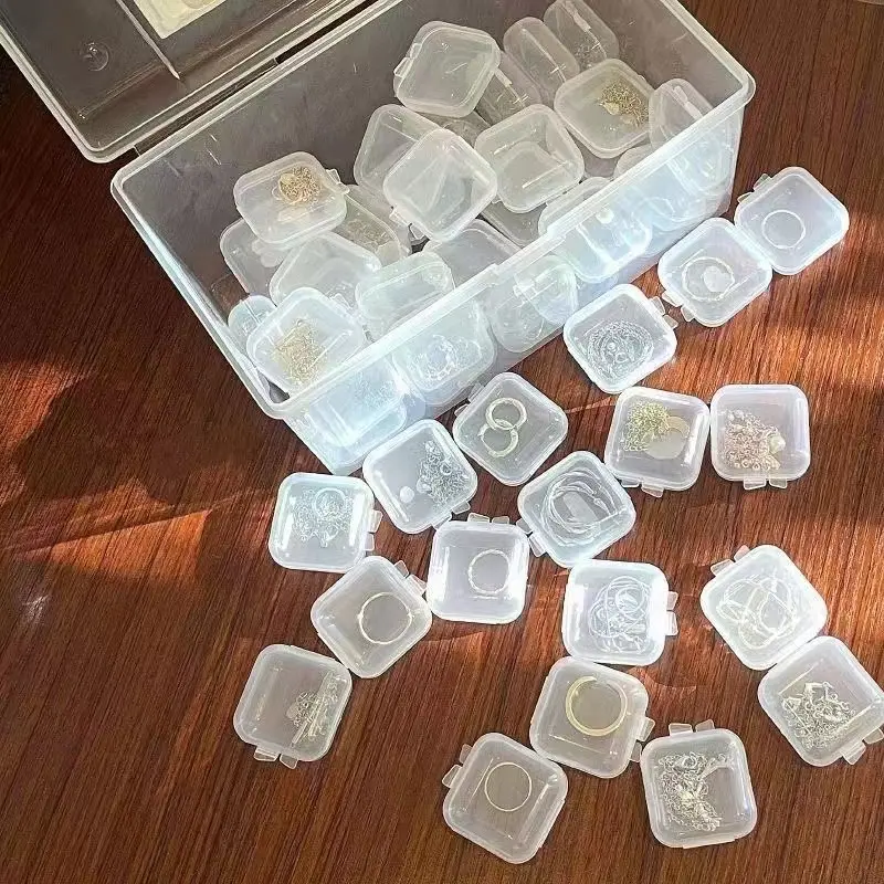 10 transparent plastic mini boxes - multifunctional storage, suitable for storing jewelry and small accessories, perfect for storing small items