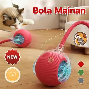 Mainan Bola Kucing Gerak Otomatis untuk Kucing Aktif / Mainan Bola Tali untuk Hewan Peliharaan
