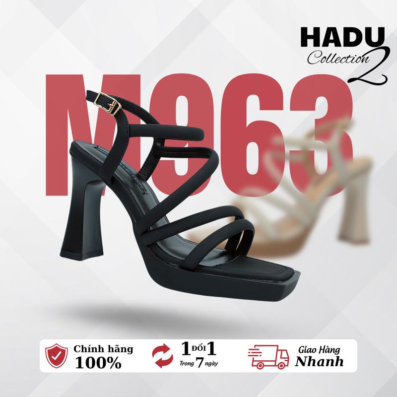  Giày Cao Gót Đế Vuông 10P Đúp Trước 2P Dây Chéo HADU M963 Da PU Cao Cấp Đế TPR Chống Trơn BH 12T Sandal Nữ Shoes DéP Quai Hậu 