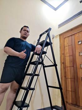 Product Review of Reaim 3-7 Step Tangga Lipat Multifungsi / Tangga Lipat Rumah 4 step dan 5 step / Baja Karbon Tebal Anti Licin Pegangan Tangan Tangga Bisa Dilepas / Household Ladder Tangga Rumah 3/4 Step 1,17M // 1,45M // 1.8M Hitam Merah Putih from b**k b**k 0