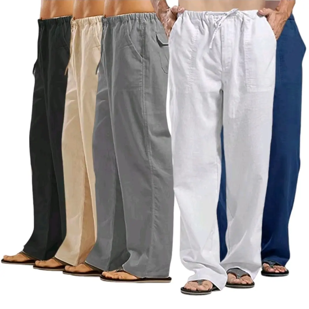 LINEN.ELITE Celana Panjang Pria Komprang Katun Linen Celana Linen Pria Casual Santai