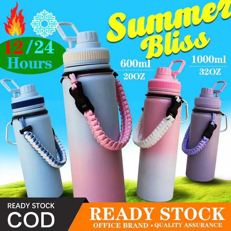 600/800/1000ML 32OZ Thermos Double Wall Vacuum Insulation Stainless Steel Travel original for tumblers hot and cold Water Bottle BPA Free Fashion Design Hot and Cold Portable Creative Outdoor Travel Sports Fitness Stainless Steel Water Bottle
