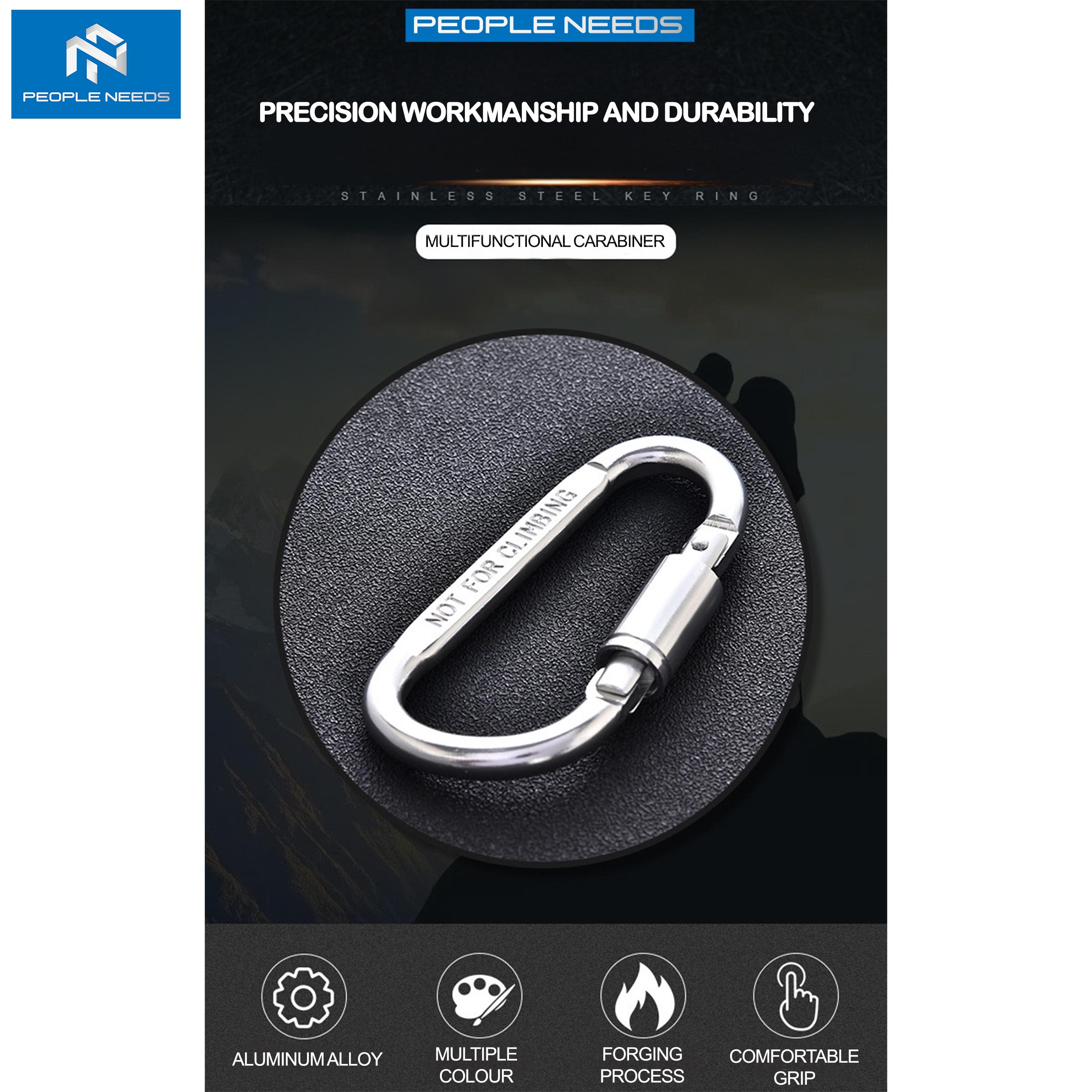 Carabinner Aluminium Type D Size 8 Cm Drat Pengunci Model Pipih Outdoor