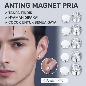 Anting Magnet Titanium Model Berlian Magnetic Casual Gaul Trendy Stylish Terkini Sepasang Pria Wanita Anti Karat Selamanya