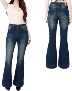 Celana jeans wanita model cutbray berbahan stretch nyaman berwarna Dark Blue 6121.2