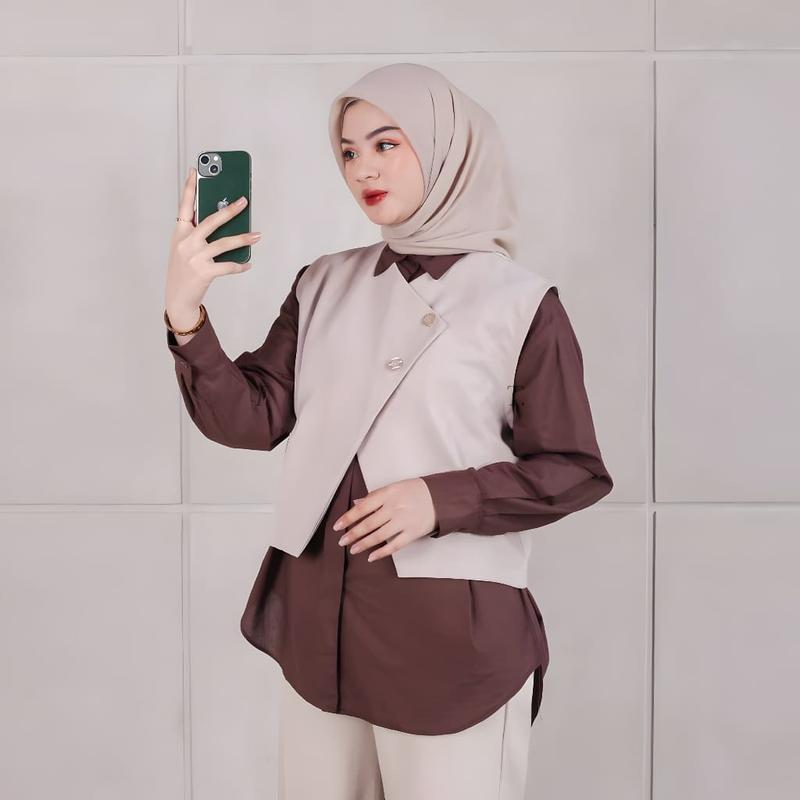 Syifa Kemeja Rompi Basic Wanita Vest Premium Kancing Busui Atasan Casual women 2