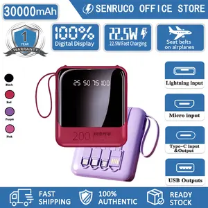 PowerBank Portable 30000mAh Fast Charge 4 Port LED Display Cocok untuk Type C, Micro, Linghtning