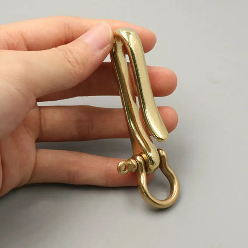 Cangkuk U Tali Pinggang Rantai Kunci Loyang, Cangkuk Fob, Cincin Kunci Vintaj Retro, Cangkuk Rantai Dompet, dengan belenggu Ikatan bentuk rama-rama, Cangkuk Ikan