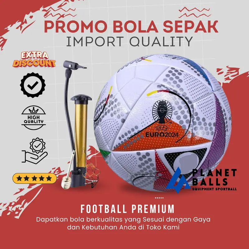BOLA SEPAK ORIGINAL 100% (BONUS POMPA JARING DAN PENTIL 2