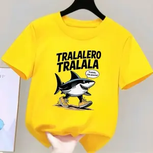 Kaos Anak Unisex Laki-Laki Dan Perempuan Ideal 2-12 Tahun - Motif Tralalero Tralala Baju Fashion