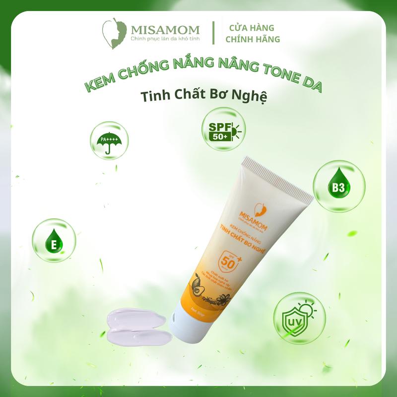 Kem Chống Nắng Bơ Nghệ Misamom - Hỗ Trợ Nâng Tông, Hỗ trơj Dưỡng Ẩm Thấm Nhanh Không Bết Dính SPF50+, PA++++ 1