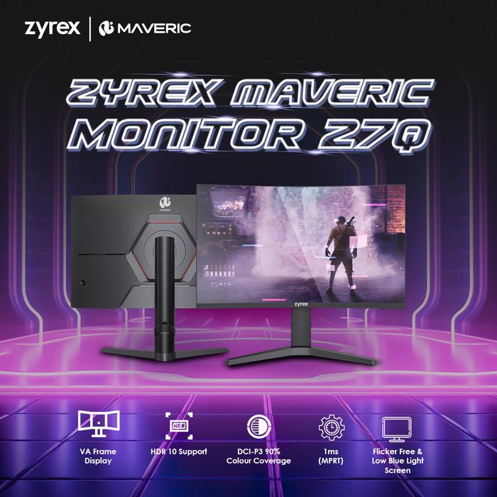 Zyrex Maveric 27Q monitor 27 inch QHD 1440p HDR 10 VA 170 Hz RGB LED Flat G-SYNC Compatible Freesync Flicker Free Blue Light Filter Garansi Resmi 2 Tahun 1