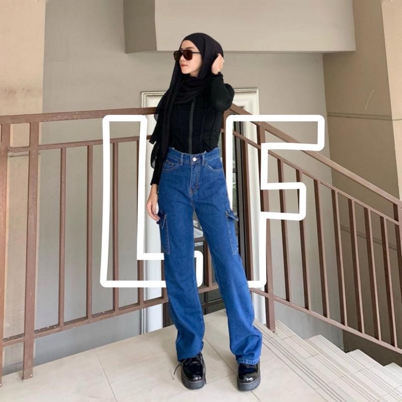 Product Introduction of HIGHWAIST CARGO JEANS WANITA VIRAL JEANS WARNA Celana Panjang 10