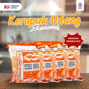 Kerupuk Udang Hilham | Cemilan Ekonomis | Renyah & Wangi Udangnya Nendang! (1 Kg/4 Pcs) Camilan Food Snack Makanan | kerupuk udang