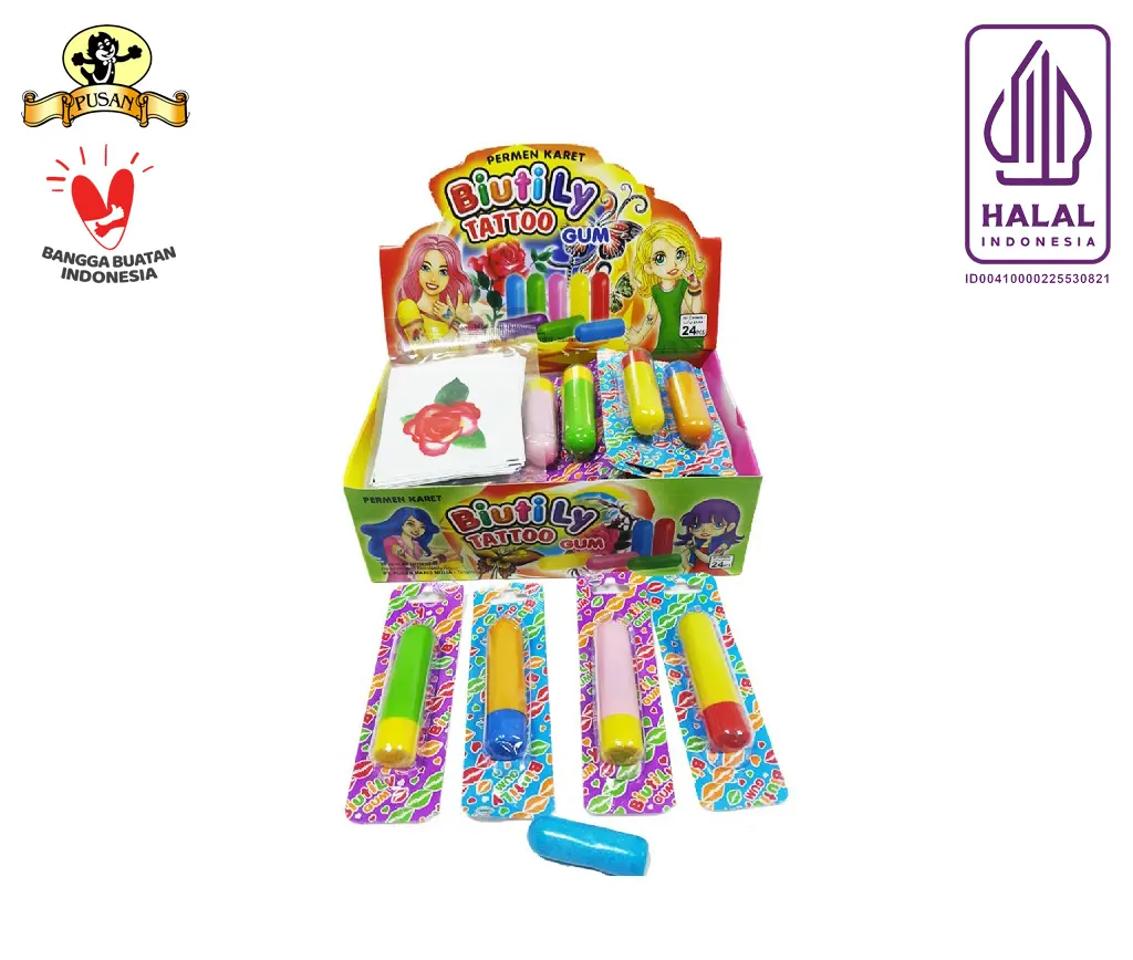 PUSAN BIUTILY PERMEN KARET RASA TUTTI FRUTTI 96gr