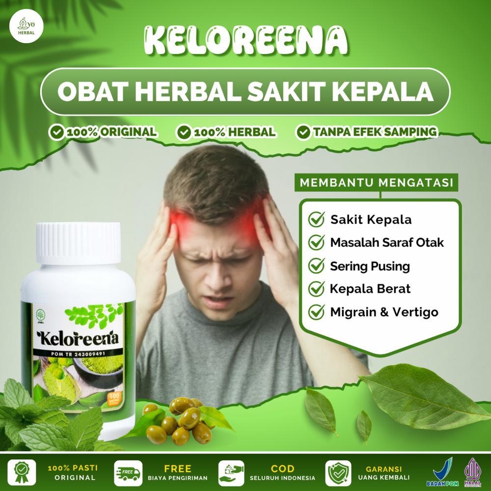 Keloreena untuk Saraf Otak, Vertigo, Migrain, Pusing, Sakit Kepala Menahun, Saraf Otak Rusak, Geger Otak BPOM dan Halal MUI - 50 kapsul