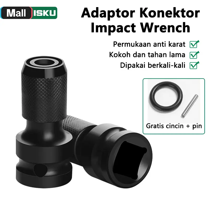 ISKU Adaptor Konektor Impact Wrench 1/2 Inci ke 1/4 Inci Magnetic Telescopic Baja Krom Vanadium Tahan Lama Kokoh Gratis Cincin dan Pin
