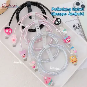 1 Set 4 item Pelindung Kabel Charger Micro USB+Type-C dan Type-C+Type-C Pelindung Kabel Data Kawat Kabel Data Handphone