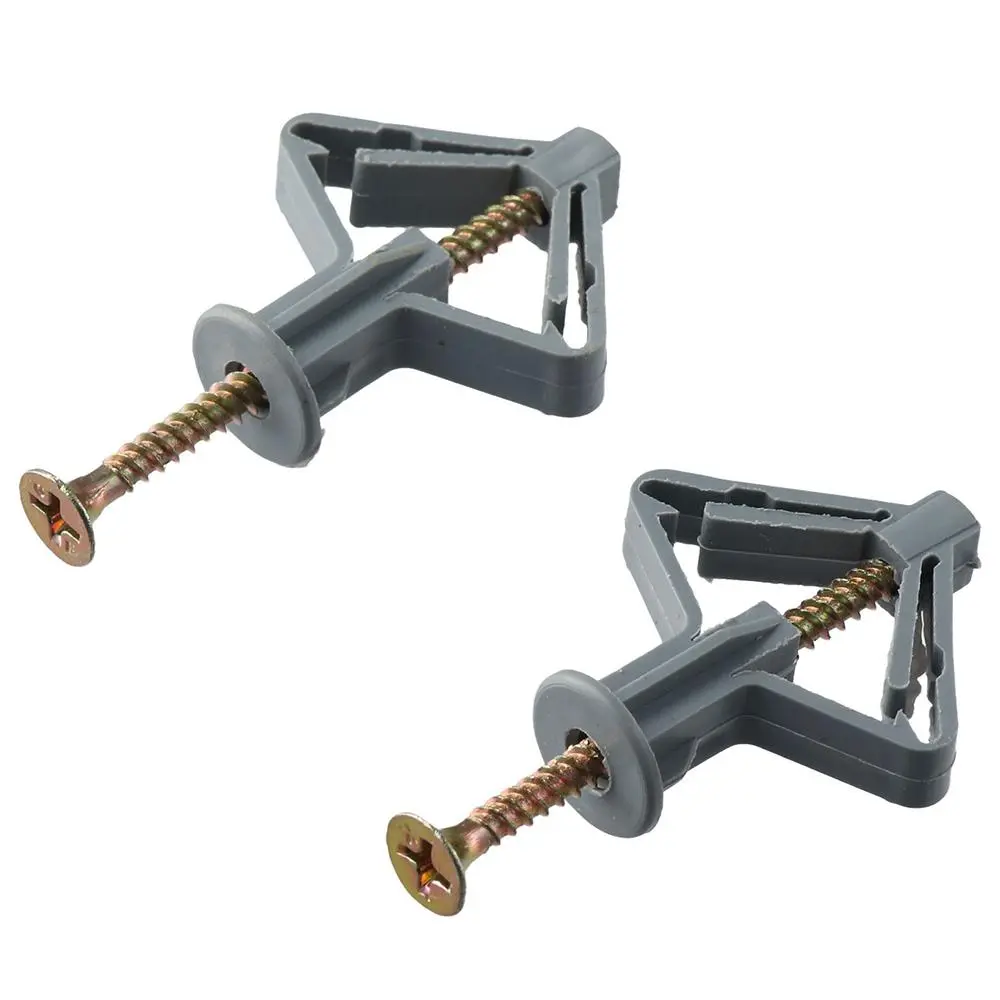 100 PCS Heavy Duty Grey Drywall Anchor Kit Plugs & Screws Nylon Hollow Wall Anchors Plastic Expansion Tube Pipe Curtain Plasterboard
