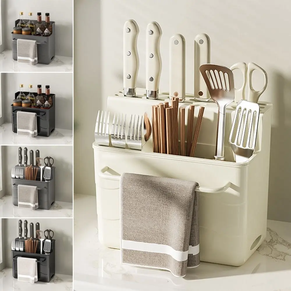 1Pcs New Chopsticks Fork Spoon Cutlery Utensils Holder Drying Rack Organizer Kitchen Storage Rack Multifunctional Plastic Desktop Shelf