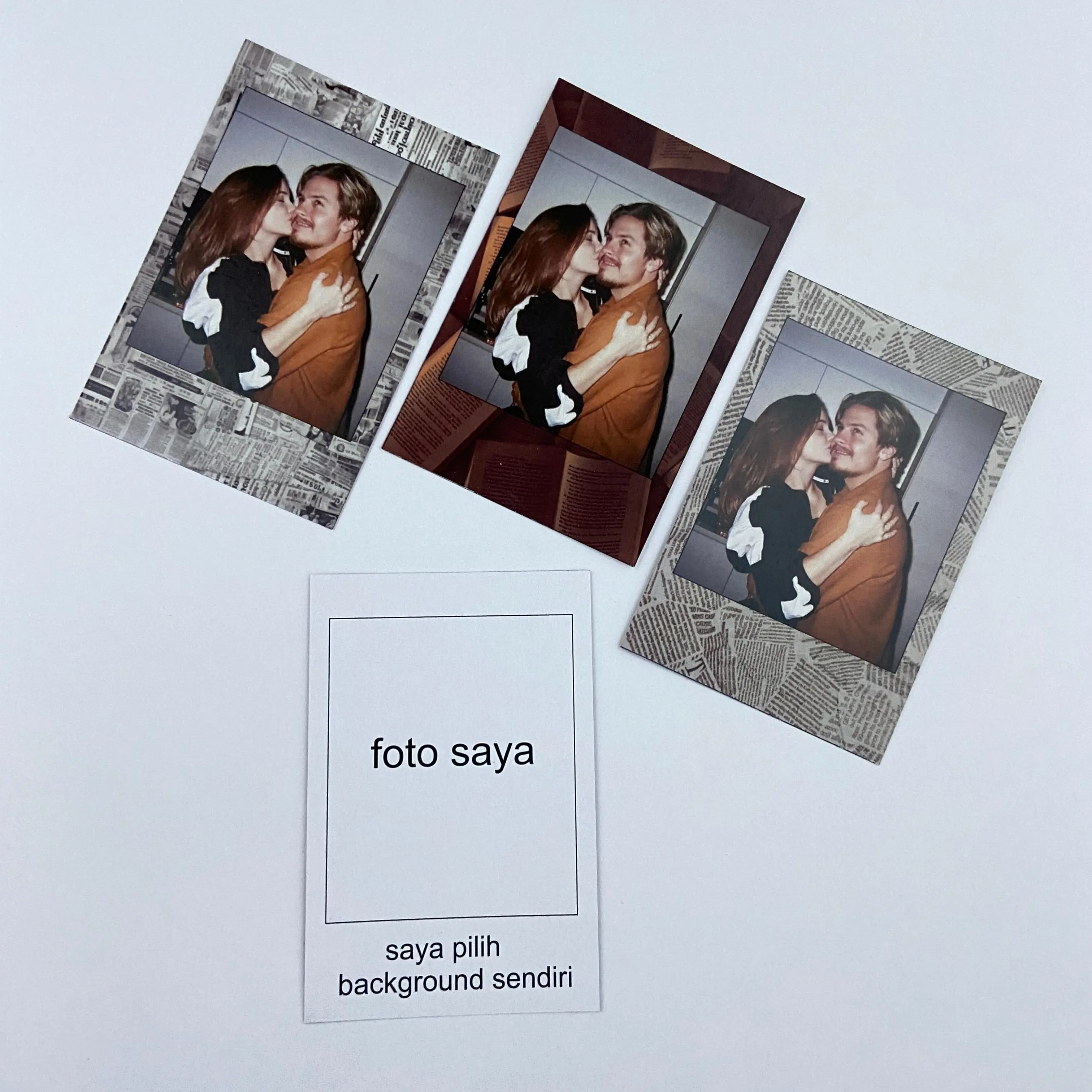 Cetak Foto Polaroid 25 pcs Background Buku Koran dan Majalah (bisa custom background)