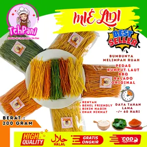 (TehPani) Mie Lidi TehPani 200gr - Makanan Ringan Food Noodles Goreng Instan Pedas Cemilan Snack Halal Original Pedas BBQ Balado Rumput Laut