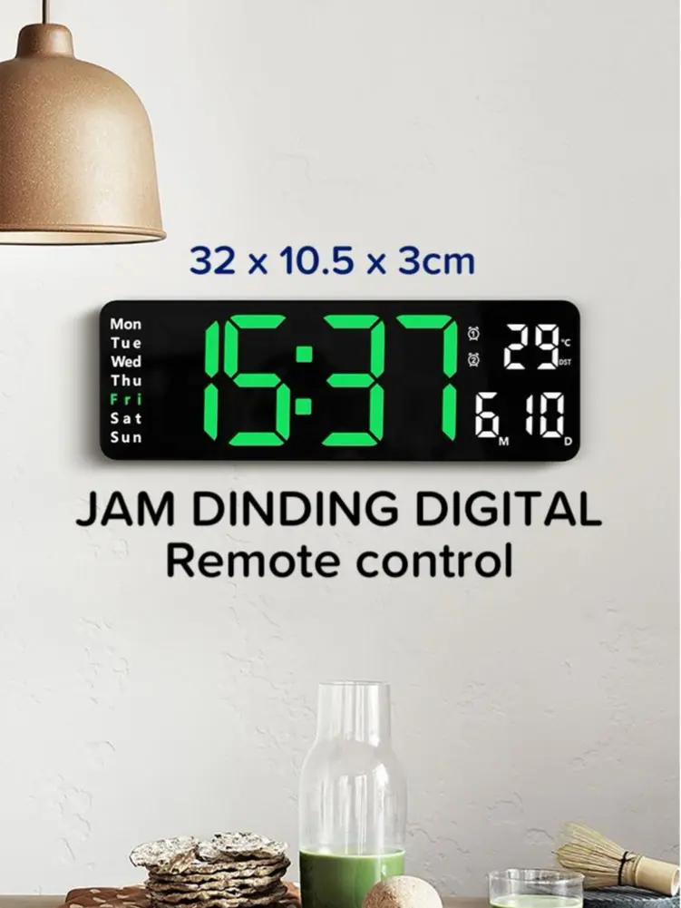 JAM DINDING DIGITAL LED DENGAN REMOTE CONTROL 13INCHI