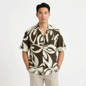 Kemeja Pantai Hawaiian Rayon Premium Cuban Collar / V-neck #03