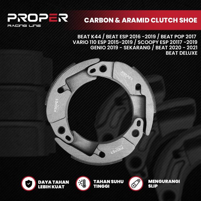 Gambar KAMPAS GANDA CARBON ARAMID BEAT ESP POP SCOOPY ESP VARIO 110 FI PROPER RACING LINE dari Proper Racing Line Kota Administrasi Jakarta Utara Tokopedia